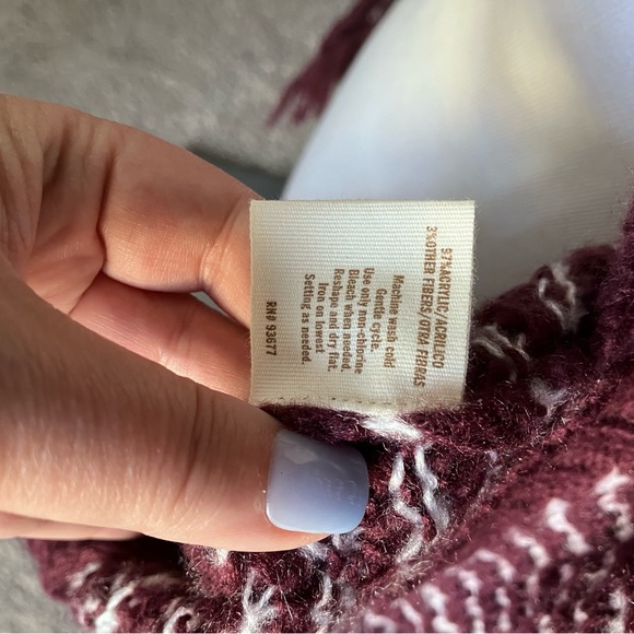 NWT Decree Knit Duster Long Cardigan Purple Snowdrift Fringe Hem Medium Stripes - Picture 8 of 14